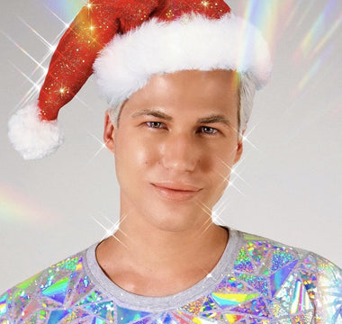 Jason Brickhill wearing Santa Hat Happy Holidays Merry Christmas
