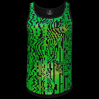 Tank top with green glitch design