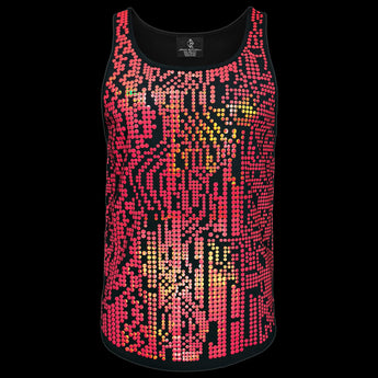 Glitch tank top in red and pink hues