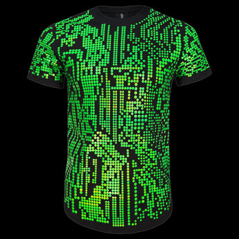 T-shirt with a green digital pattern