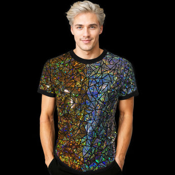 Gold and Silver Holographic Mosaic T-Shirt by Jason Brickhill