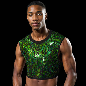 Green Galactic Crop Top by Jason Brickhill