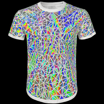 White Prism holographic T-shirt with sleek rainbow spectrum Mosaic by Jason Brickhill