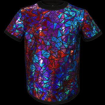 Mulitcolor Sparkly Tshirt with Red, Purple and Blue colors by Jason Brickhill