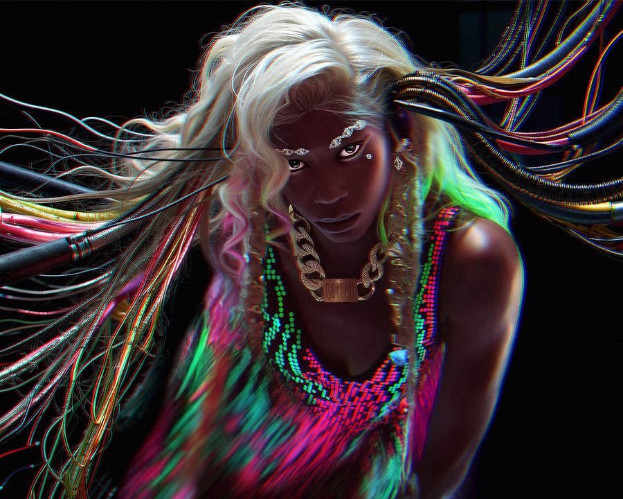 GLITCH song artwork by SIRE in neon glitch fashion by Jason Brickhill with digital distortion effects