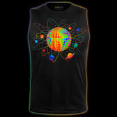 Holographic Pride tank with orbiting planets and holographic disco ball graphic by COSMO