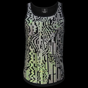 Silver tank top with a glowing circuit board pattern