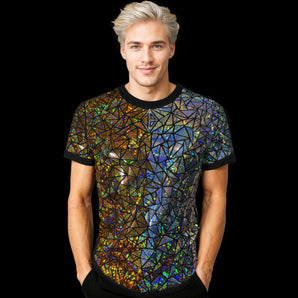 Gold and Silver Holographic Mosaic T-Shirt by Jason Brickhill