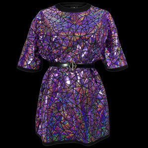 Violet Holographic Dress with belt